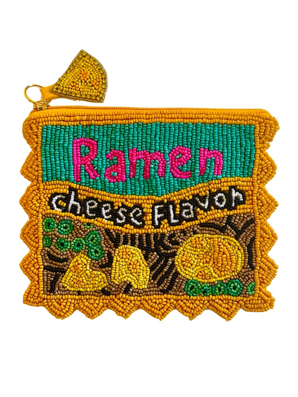 Lily Posh Ramen Coin Purse, Cheese Flavor Ramen Beaded Bag